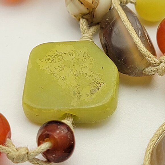 Vintage Artisan Hand Knotted Multicolor Agate Gemstone Cord Necklace 47" - Picture 8 of 11